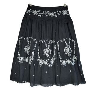 Blue Plate embroidered and lined black cotton skirt, size PP